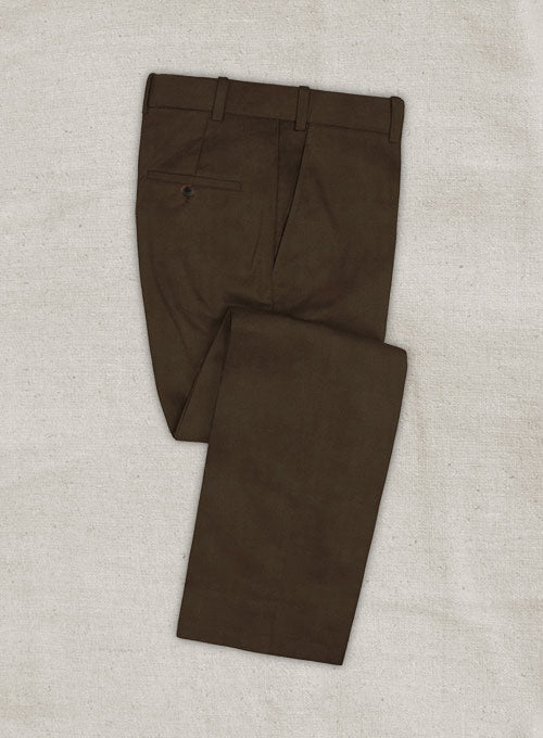 Italian Brushed Cotton Brown Pants