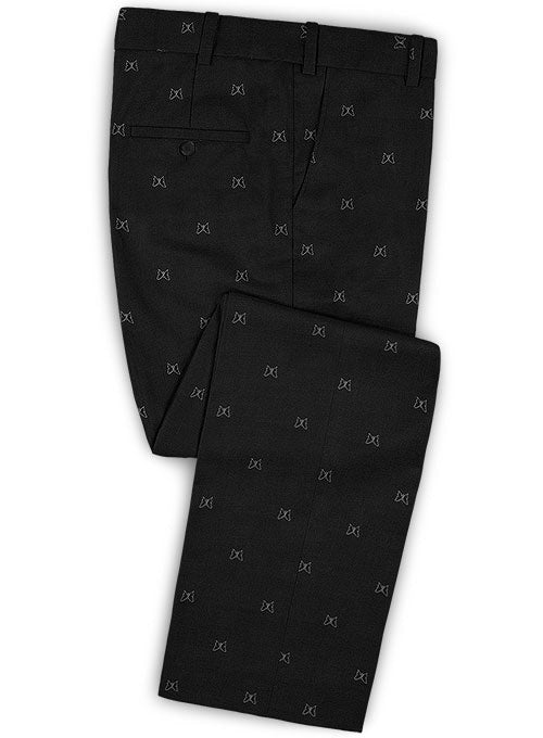 Italian Black Butterfly Wool Pants