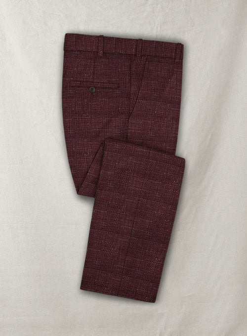 Italian Murano Achale Red Wool Linen Pants