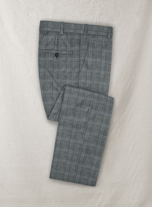Italian Murano Andrez Checks Wool Linen Pants