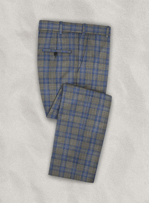 Italian Murano Gnatio Blue Gray Wool Linen Pants