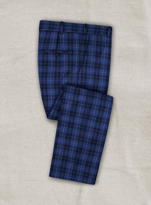 Italian Murano Ilika Blue Wool Linen Pants