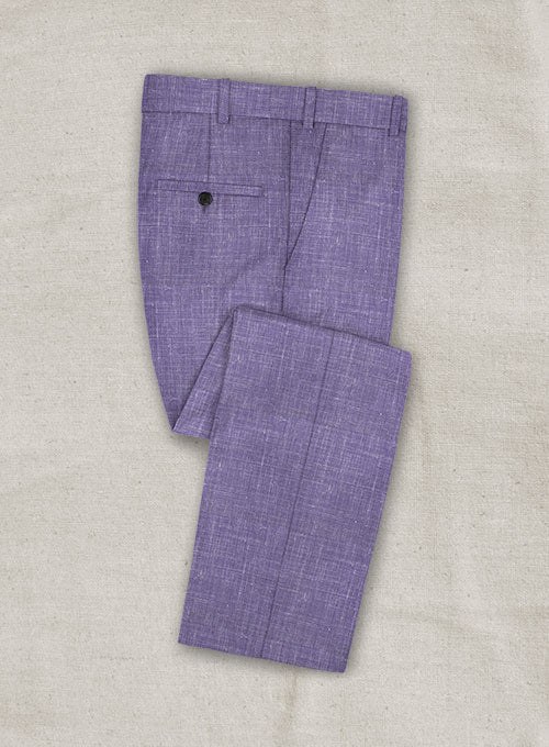 Italian Murano Manganese Violet Wool Linen Pants