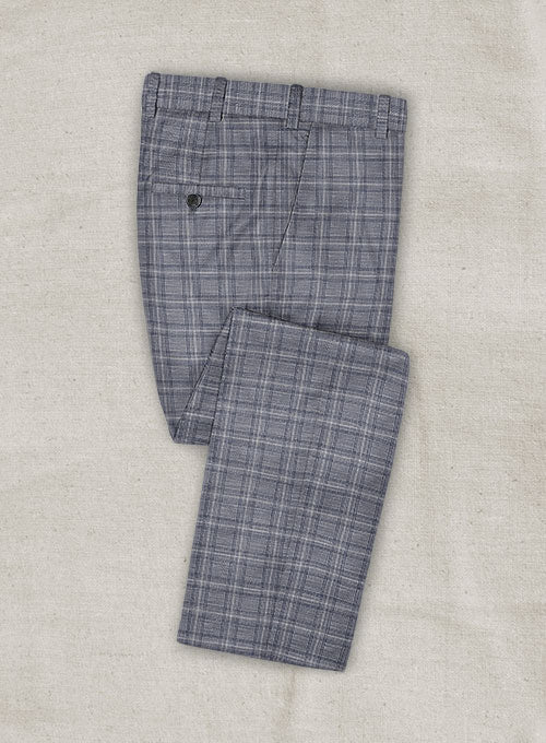 Italian Murano Natino Blue Wool Linen Pants