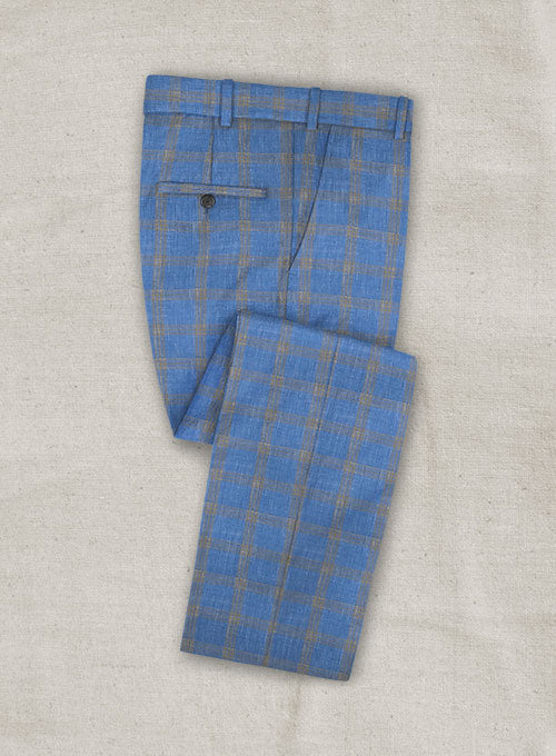 Italian Murano Tristo Blue Wool Linen Pants