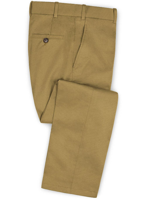 Khaki Feather Cotton Canvas Stretch Pants