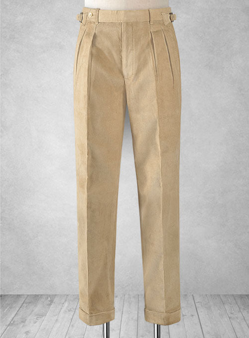 Light Khaki Corduroy Colonel Trousers - 14 Wales