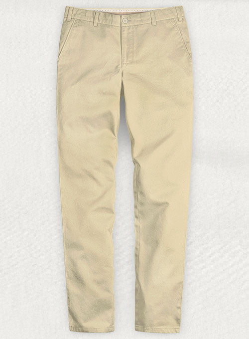 Light Khaki 4 Way Stretch Chinos Washed