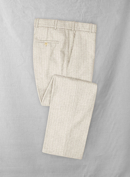 Light Weight Stripe Light Beige Tweed Pants