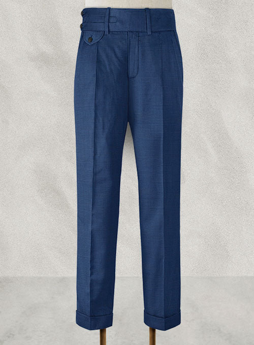 Napolean Nailhead Blue Double Gurkha Wool Trousers