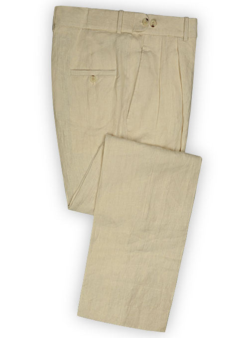Pure Light Beige Linen Pants