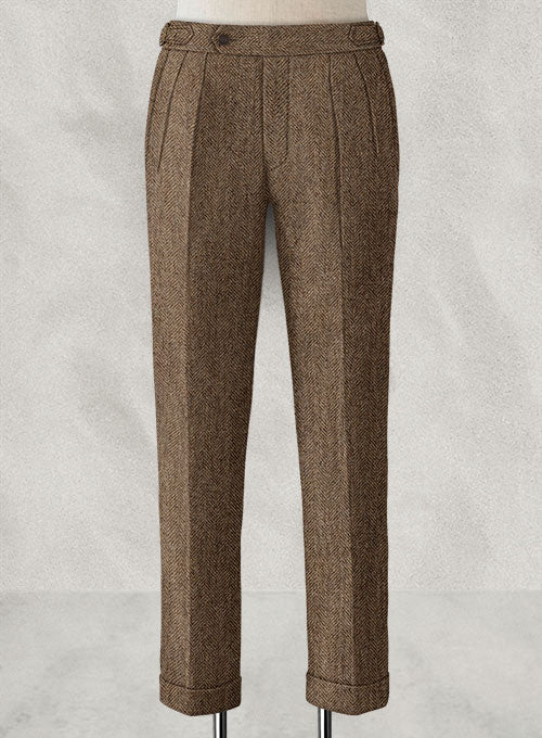 Rust Herringbone Highland Tweed Trousers