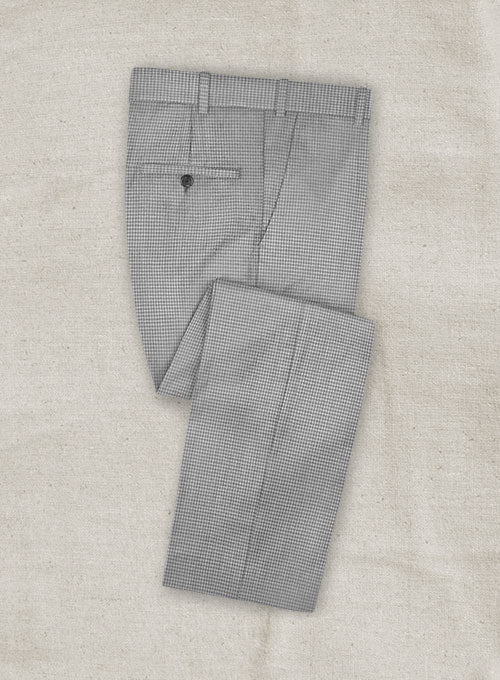 Stretch Checkers Light Gray Wool Pants