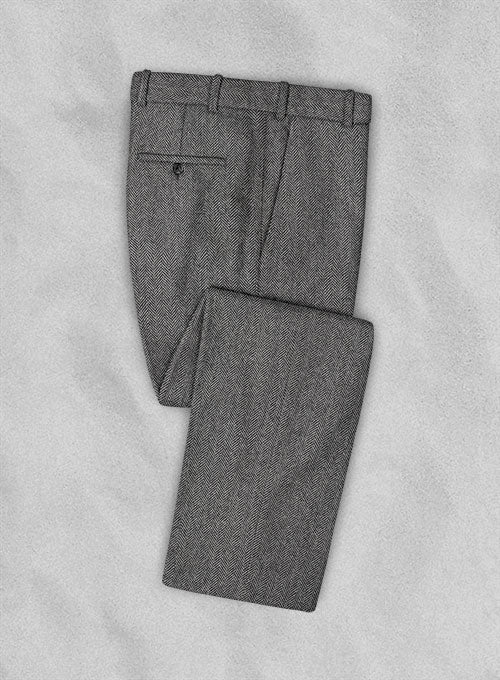 Vintage Herringbone Gray Tweed Pants