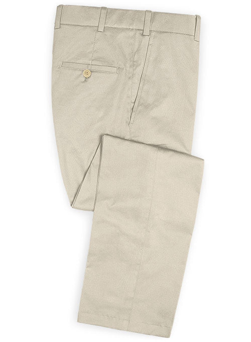 Beige Twill Stretch Chino Pants