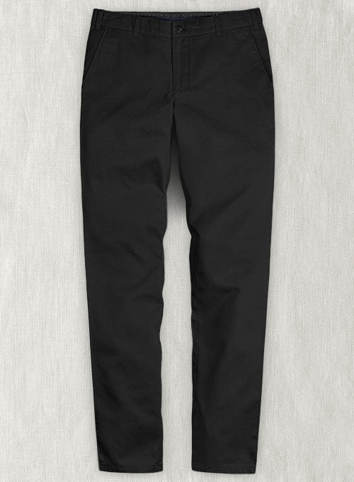 Black 4 Way Stretch Chinos Washed