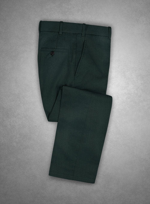 Caccioppoli Herringbone Dark Green Cotton Pants