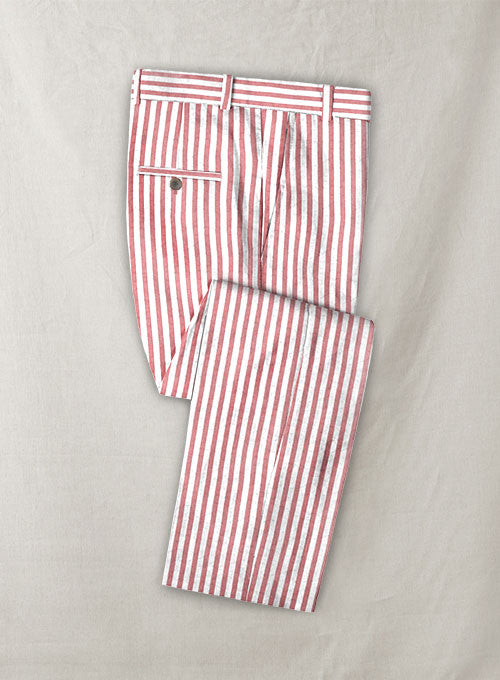 Caccioppoli Seersucker Fiesta Red Stripe Pants