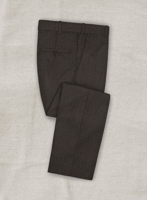 Caviar Brown Mini Pin Checks Wool Pants
