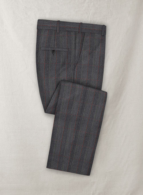 Charles Clayton Ironne Gray Checks Wool Pants