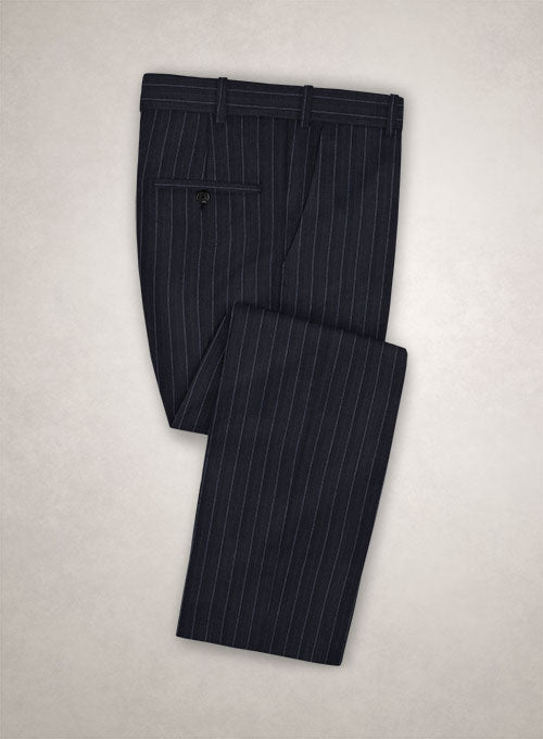 Charles Clayton Mielli Blue Stripe Wool Cashmere Pants