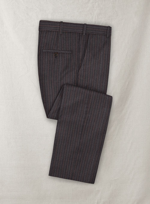 Charles Clayton Riside Brown Stripe Wool Cashmere Pants