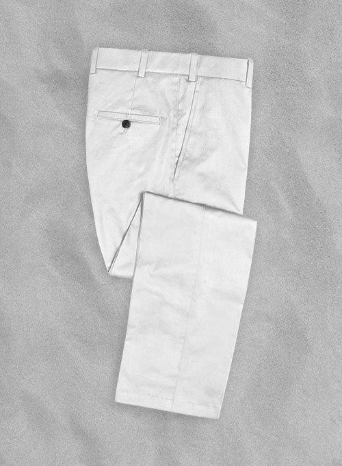 Cotton Drill White Stretch Pants