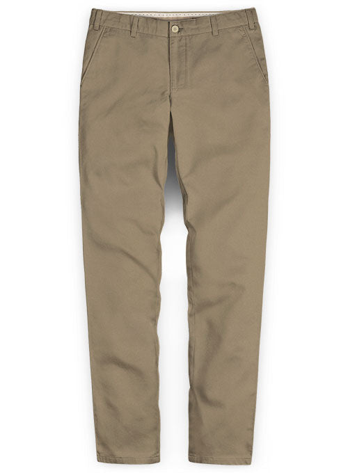 Dark Beige Stretch Chino Pants Washed