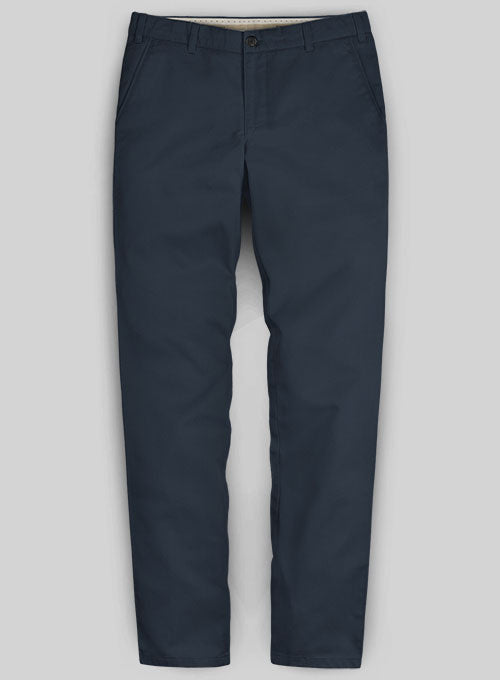 Dark Blue Stretch Chino Pants Washed