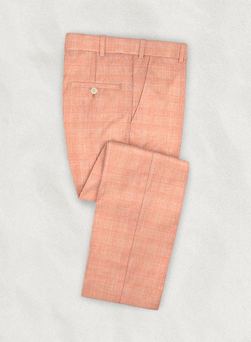 Glen Cuban Orange Wool Linen Pants