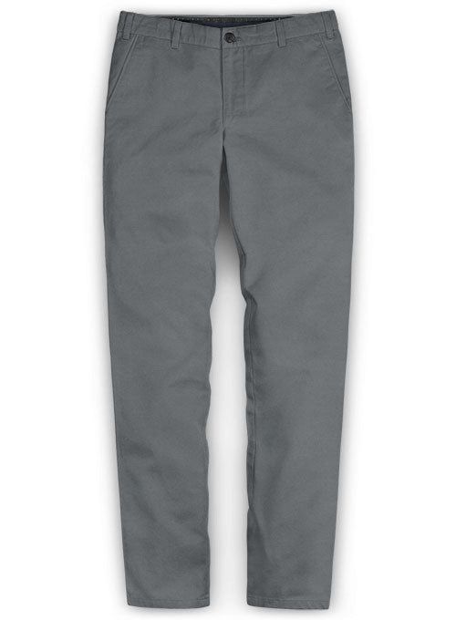 Gray Feather Cotton Canvas Stretch Chino Pants Washed