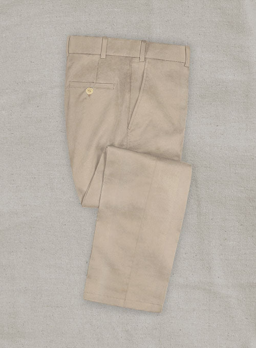 Italian Brushed Cotton Beige Pants