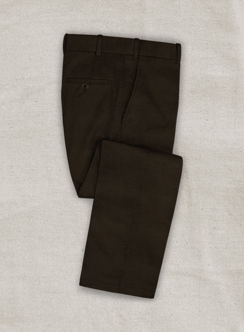 Italian Brushed Cotton Dark Brown Pants