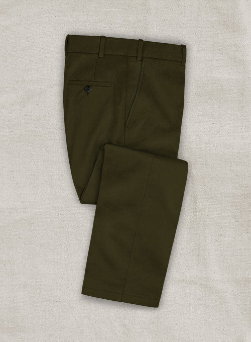Italian Army Green Cotton Stretch Pants