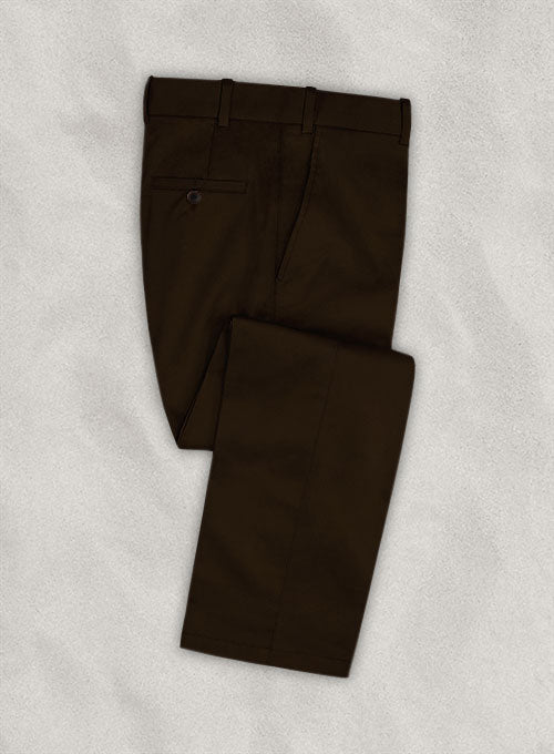 Italian Dark Brown Cotton Stretch Pants