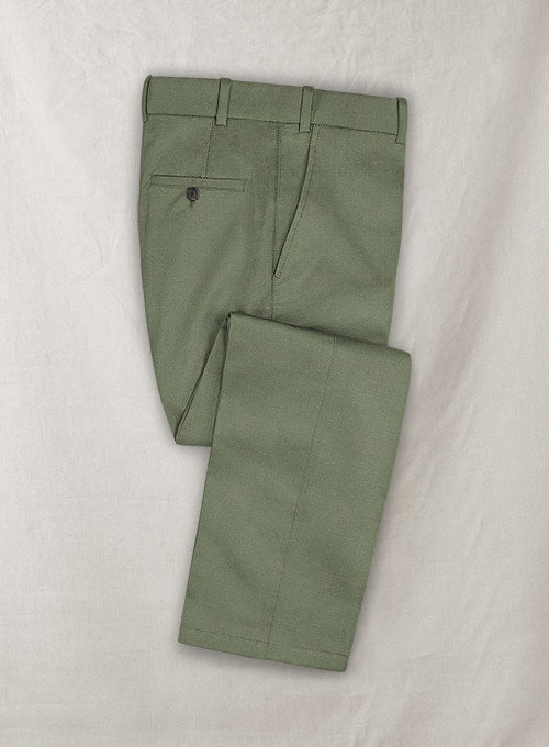 Italian Herringbone Green Cotton Pants