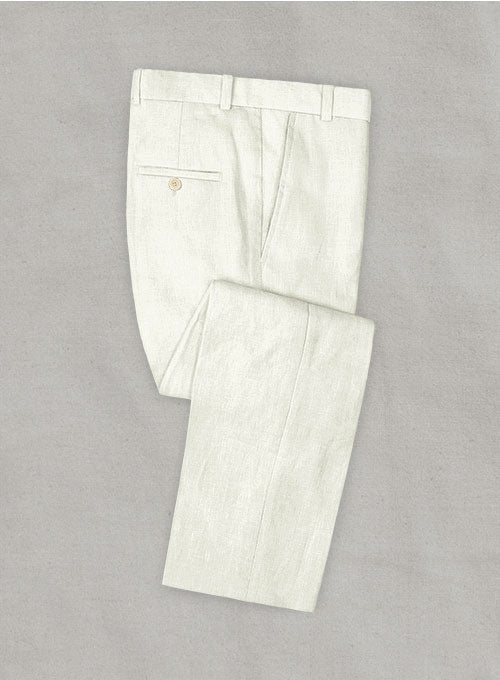Italian Ivory herringbone Cotton Pants