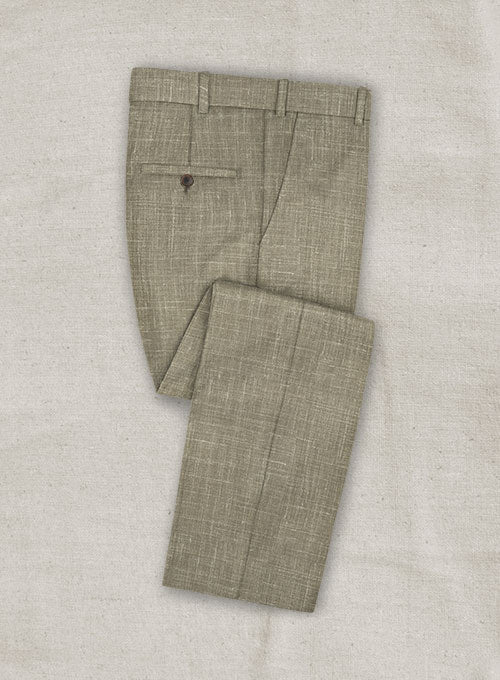 Italian Murano Beige Wool Linen Pants