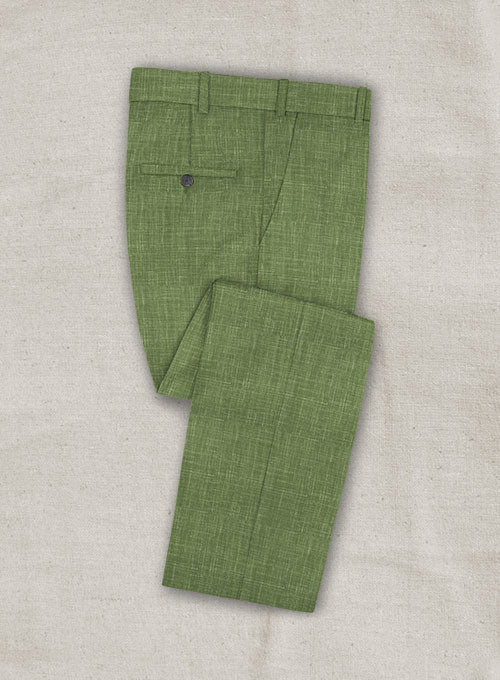 Italian Murano Corro Green Wool Linen Pants