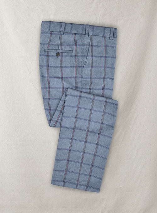 Italian Murano Dotta Sky Blue Wool Linen Pants