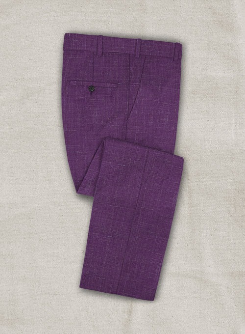 Italian Murano Eggplant Wool Linen Pants
