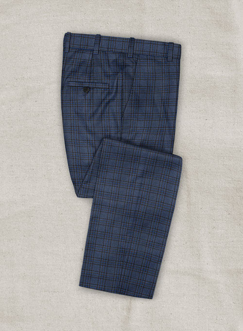 Italian Murano Herita Blue Wool Linen Pants