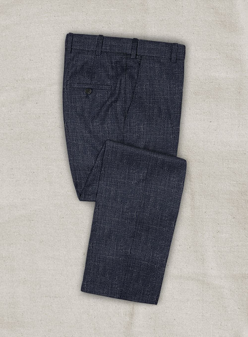 Italian Murano Indigo Blue Wool Linen Pants