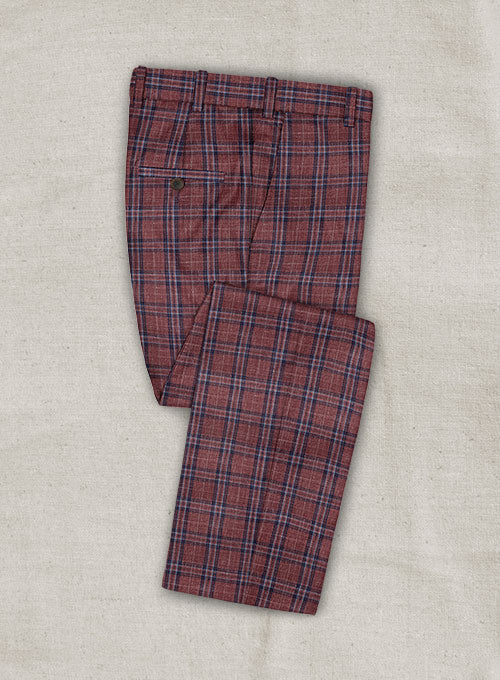 Italian Murano Lilo Checks Wool Linen Pants