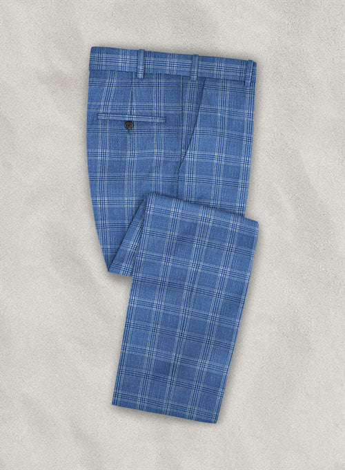 Italian Murano Marteo Blue Wool Linen Pants
