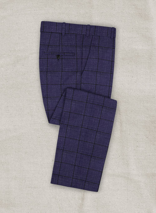 Italian Murano Puigi Checks Wool Linen Pants