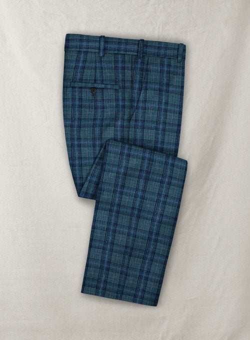 Italian Murano Teal Green Wool Linen Pants