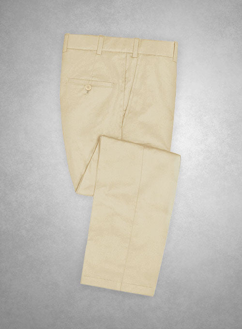 Italian Sand Beige Cotton Stretch Pants