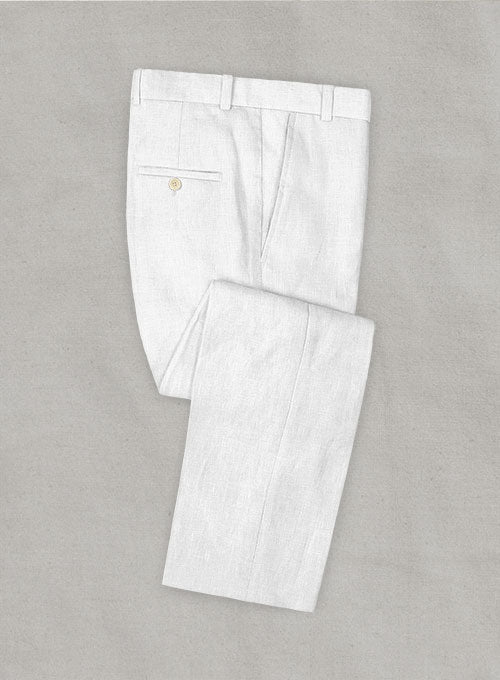 Italian Linen White Herringbone Pants