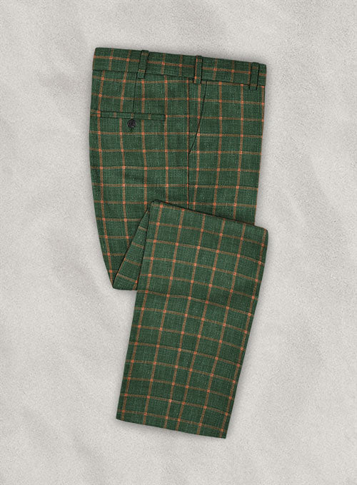 Italian Murano Eldina Green Wool Linen Pants